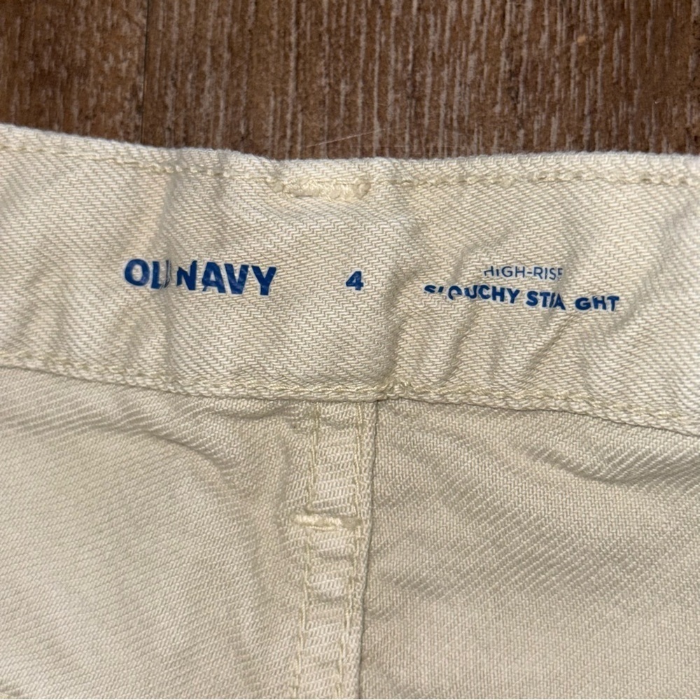 Old Navy Jean Slouchy High Rise Straight Leg 4 cream Tapered - Picture 6 of 9